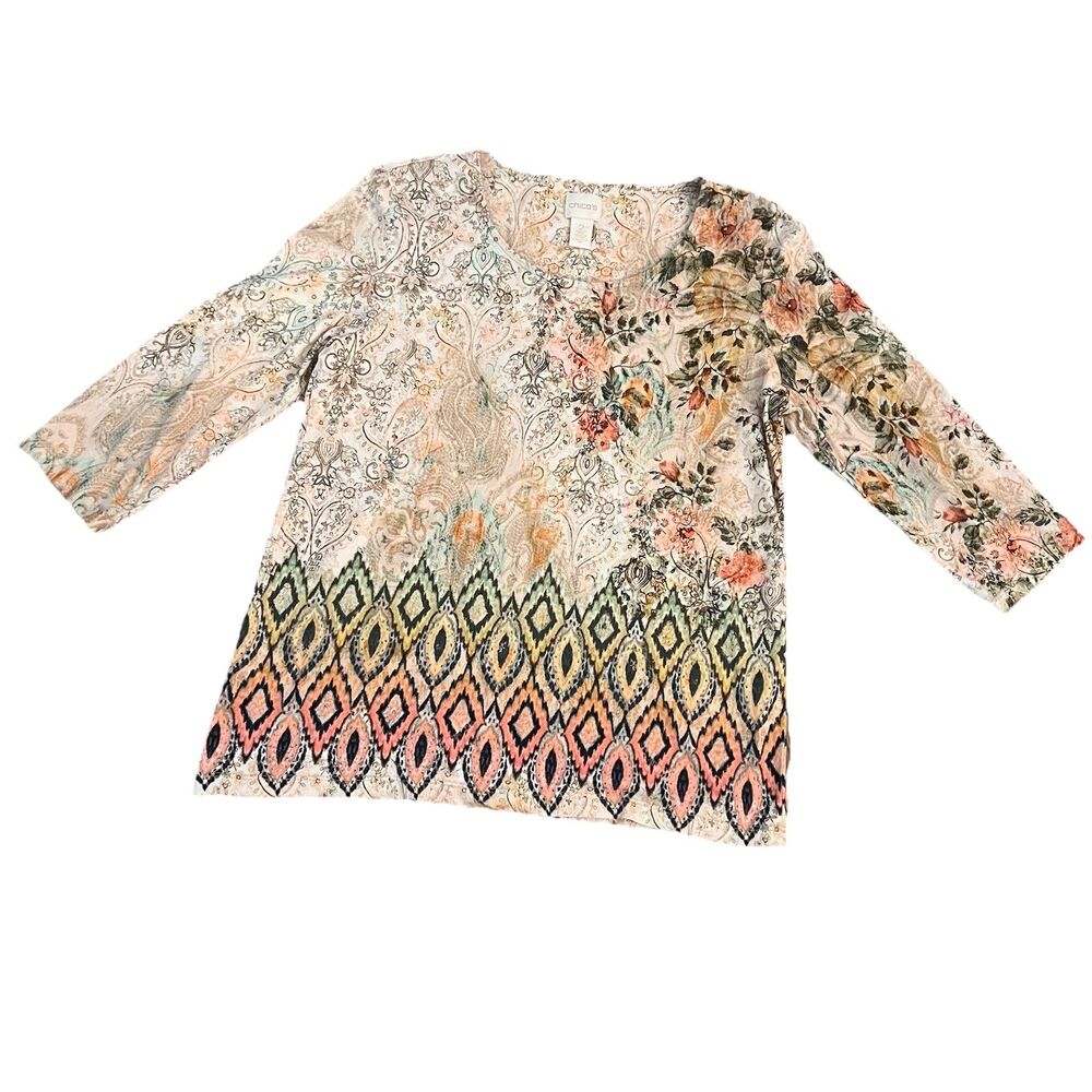 Chicos Women’s Top‎ 2 Floral Paisley